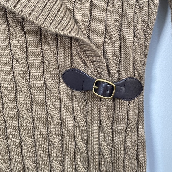 Calvin Klein Cableknit Shawl Collar  Sweater Dress Women's Medium Neutral Tan - Picture 5 of 12